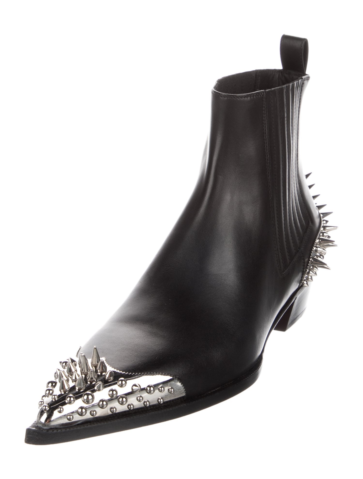 Christian Louboutin Leather Studded Accents Chelsea Boots