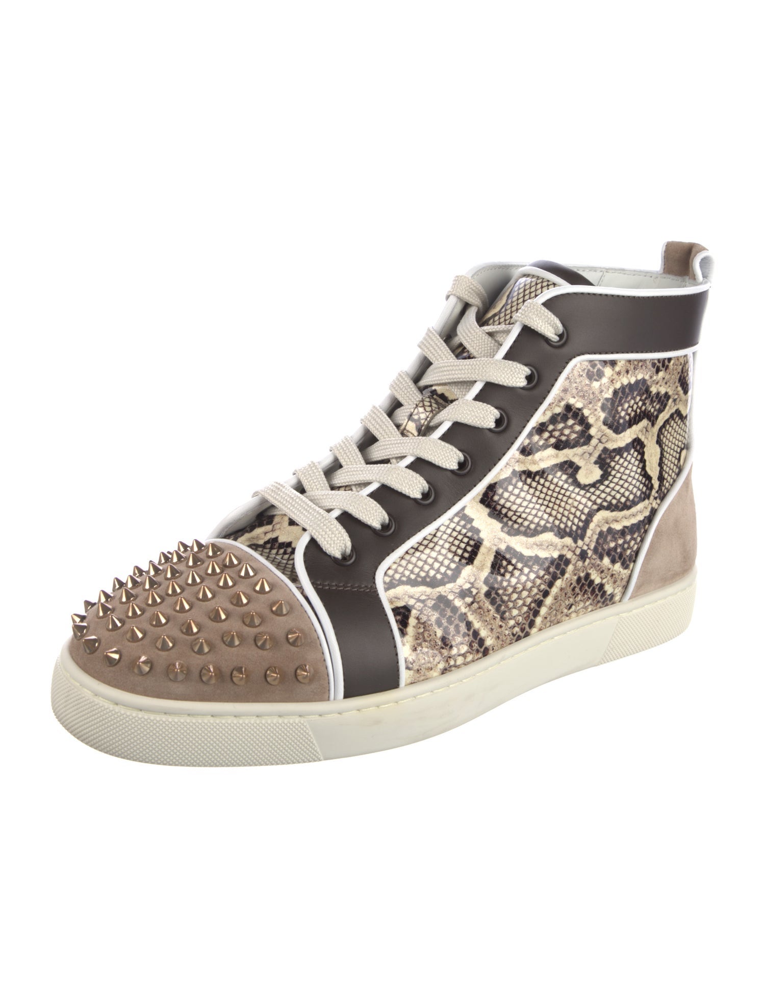 Christian Louboutin Spike Accents Patent Leather Sneakers