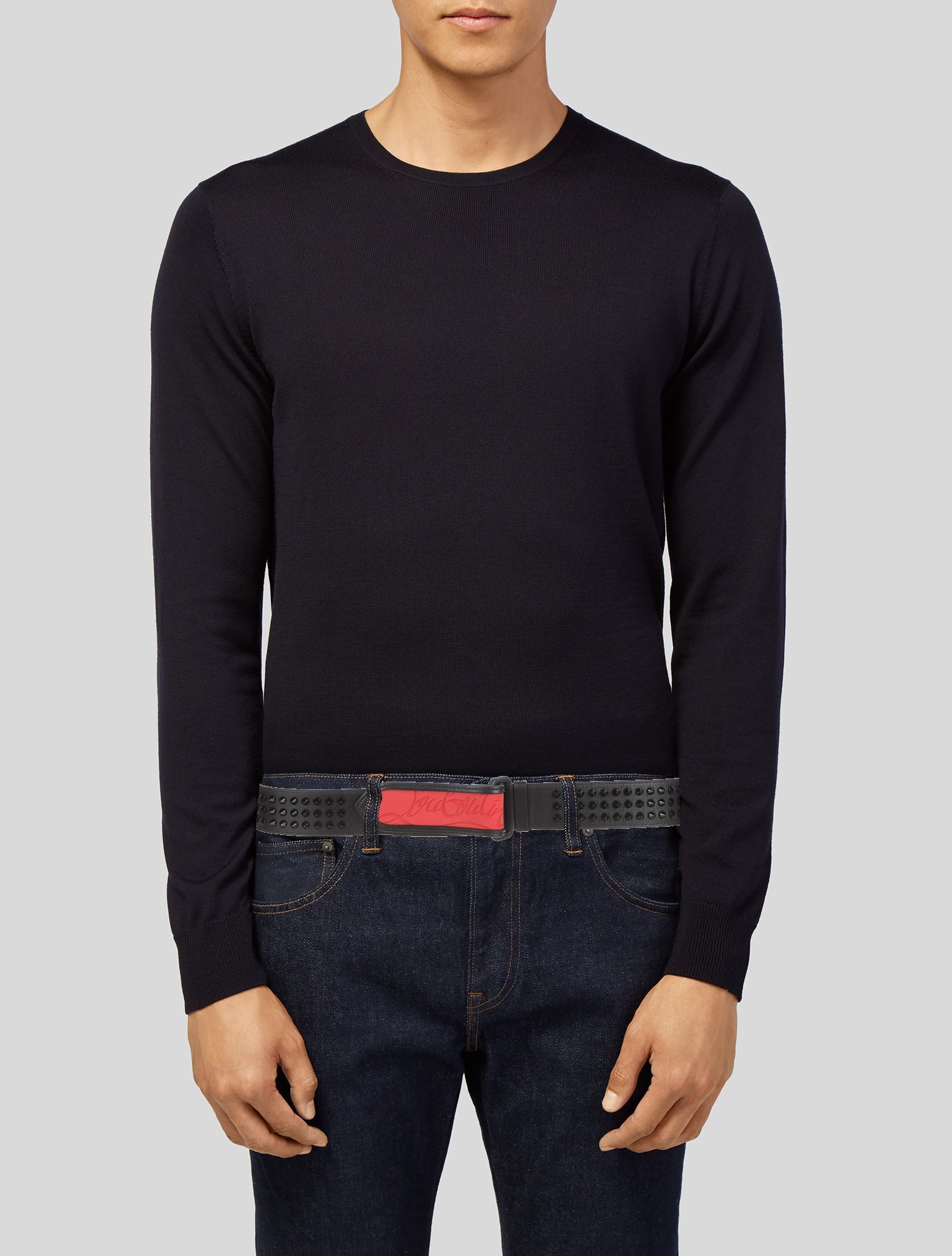 Christian Louboutin Leather Studded Accents Waist Belt