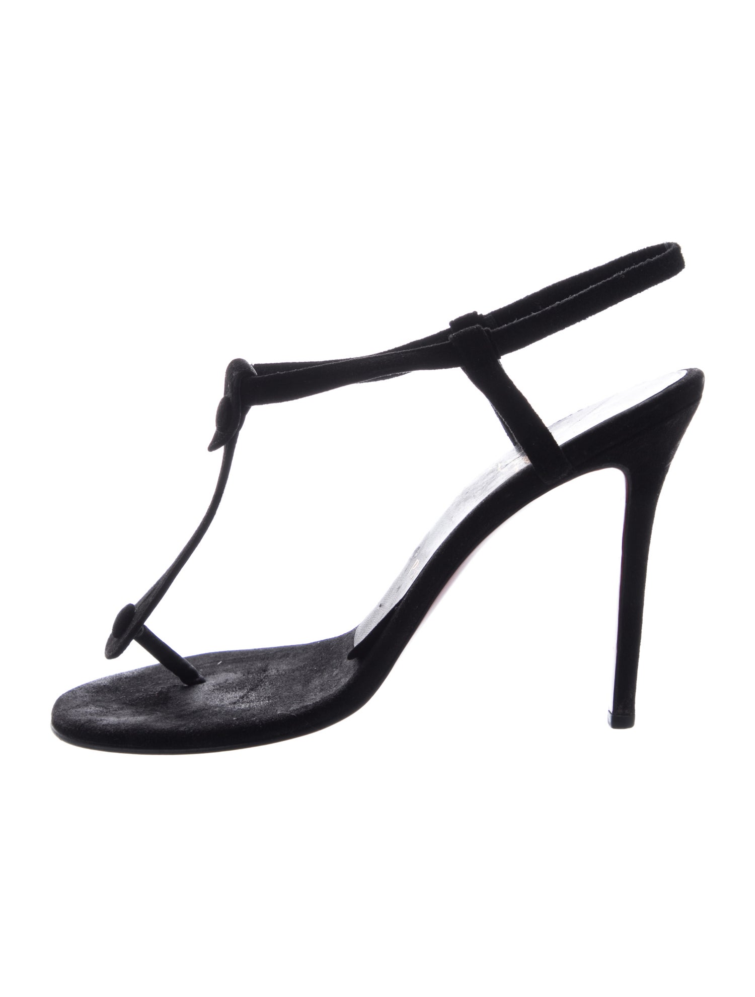 Christian Louboutin Spike Accents Suede T-Strap Sandals