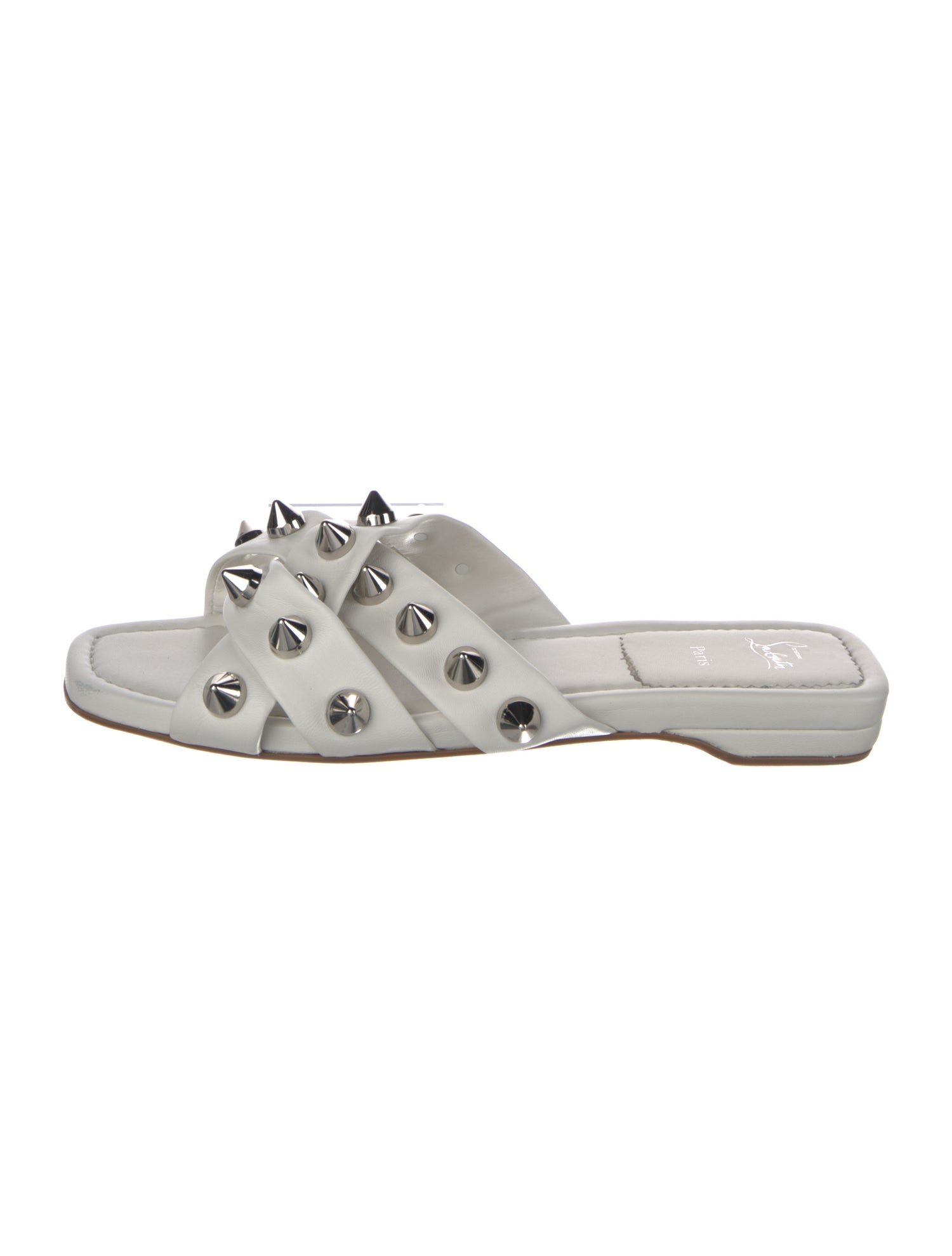 Christian Louboutin Spike Accents Leather Slides