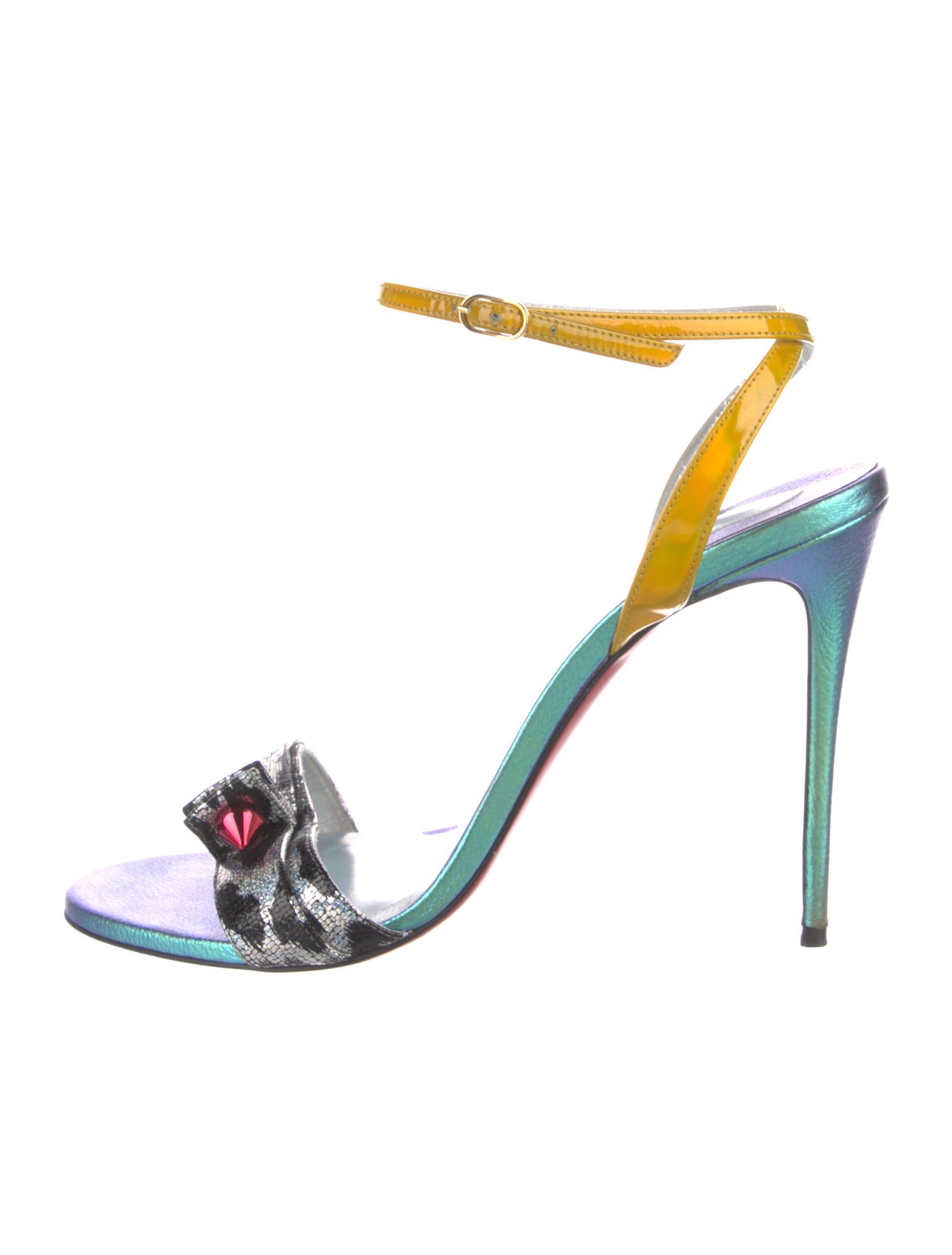 Christian Louboutin Patent Leather Animal Print Sandals
