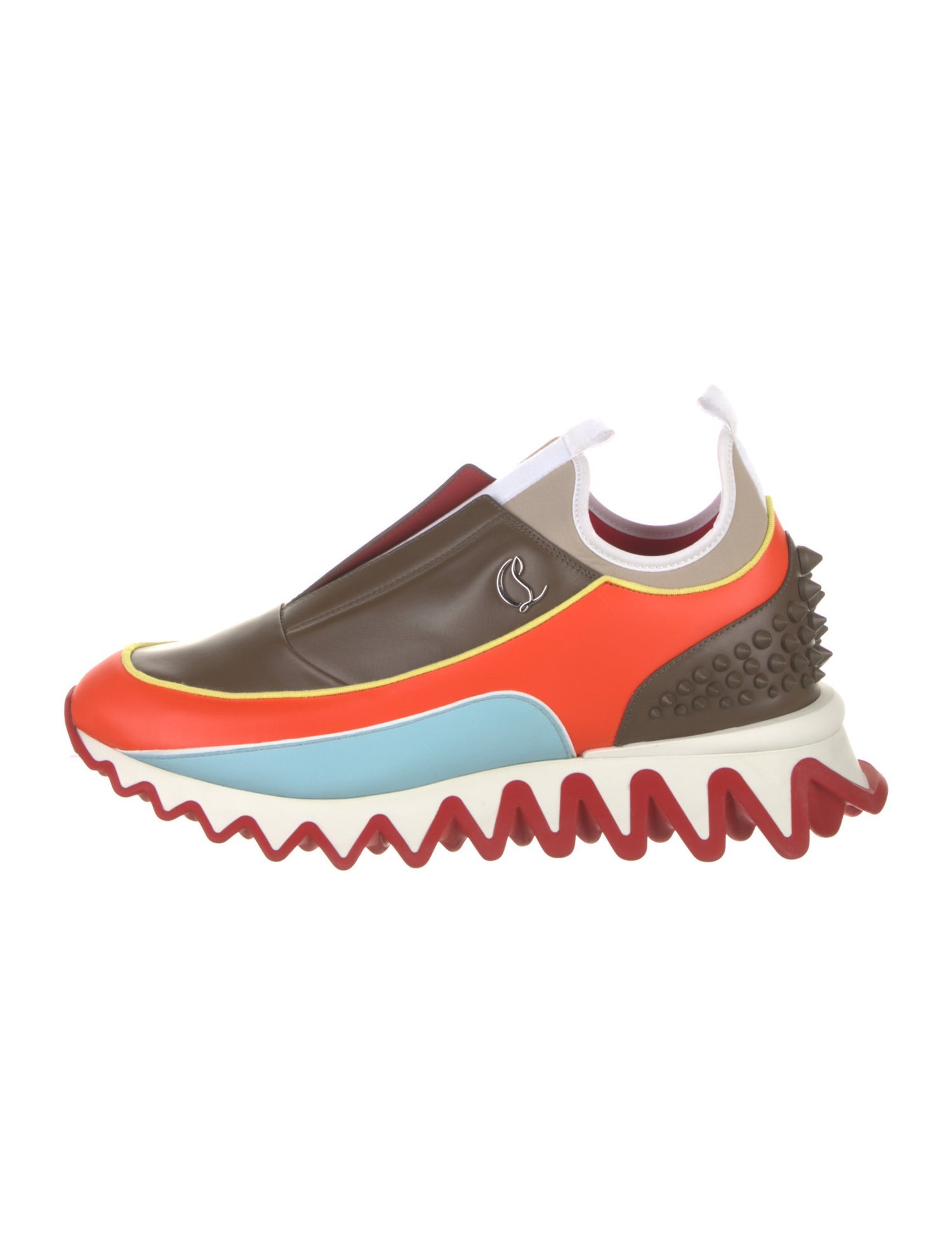 Christian Louboutin Leather Colorblock Pattern Athletic Sneakers
