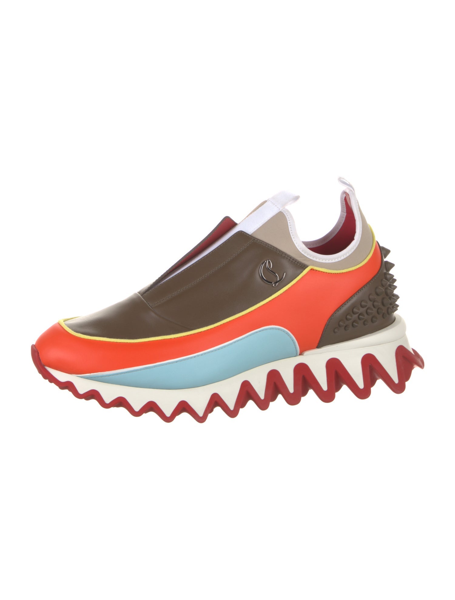 Christian Louboutin Leather Colorblock Pattern Athletic Sneakers
