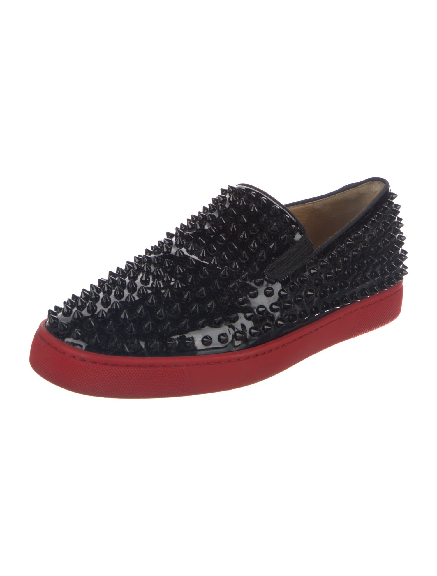 Christian Louboutin Spike Accents Patent Leather Sneakers