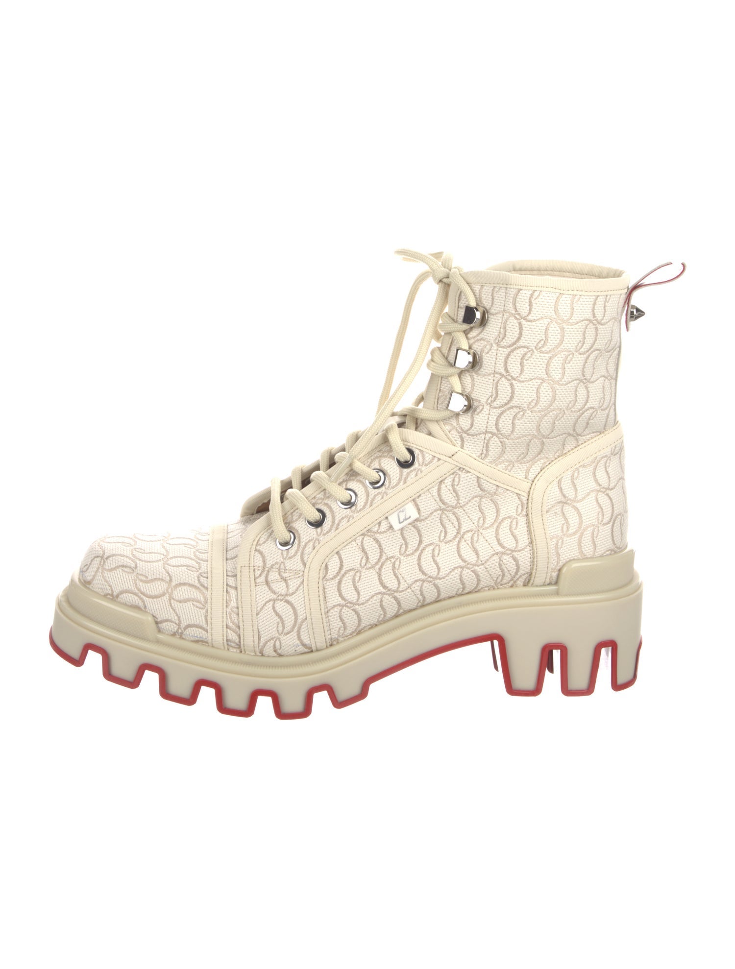Christian Louboutin Canvas Studded Accents Hiking Boots