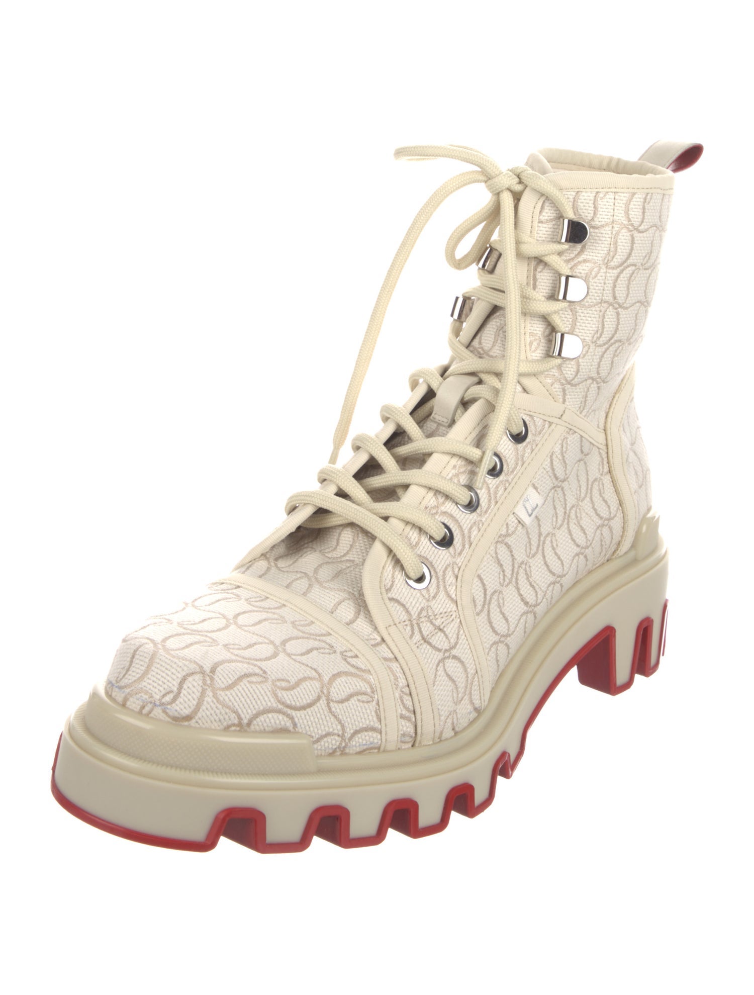 Christian Louboutin Canvas Studded Accents Hiking Boots