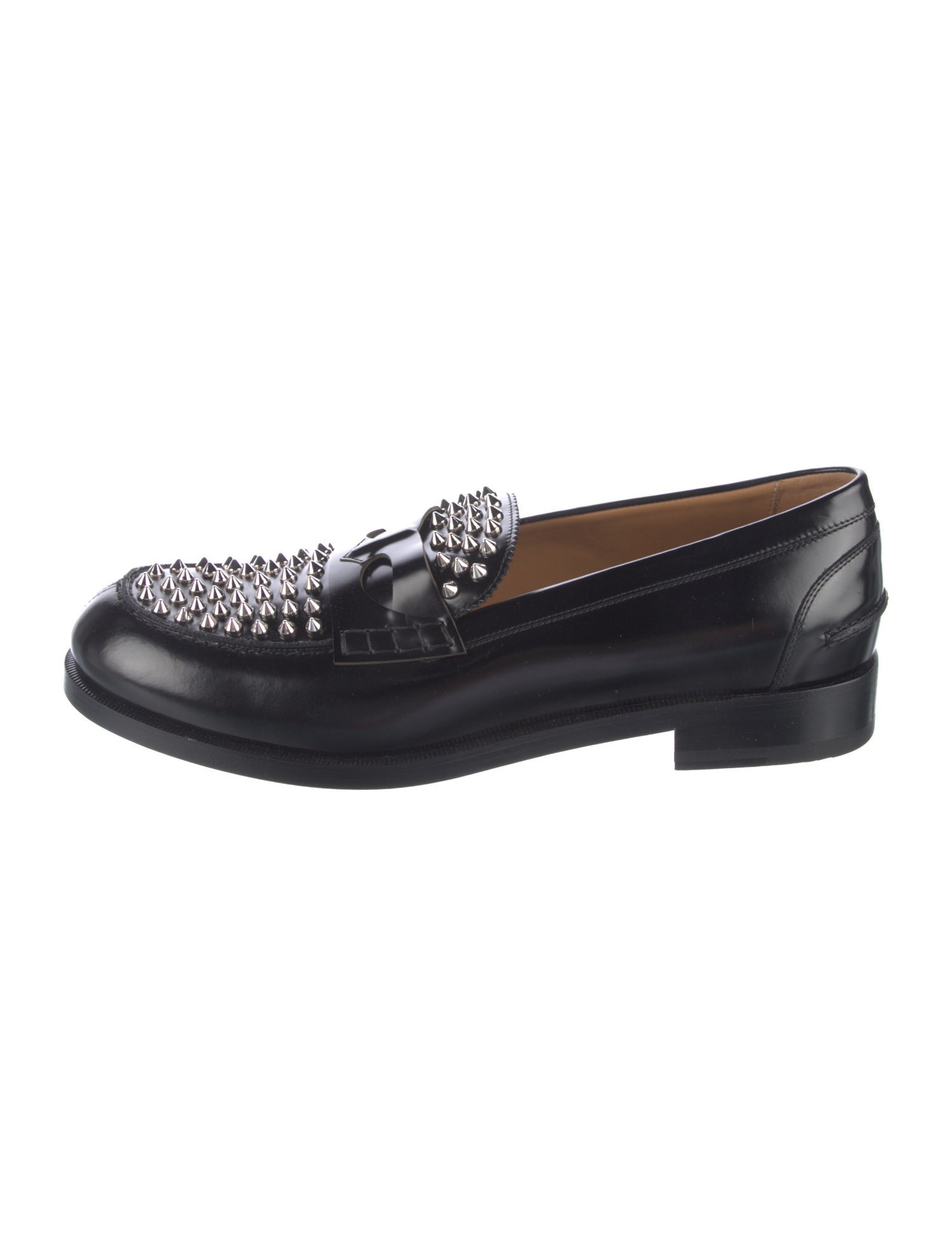 Christian Louboutin Spike Accents Leather Dress Loafers