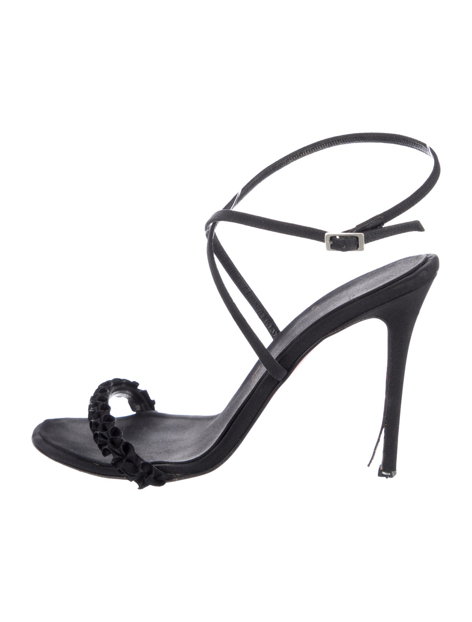 Christian Louboutin Suede Ruffle Embellishment Slingback Sandals