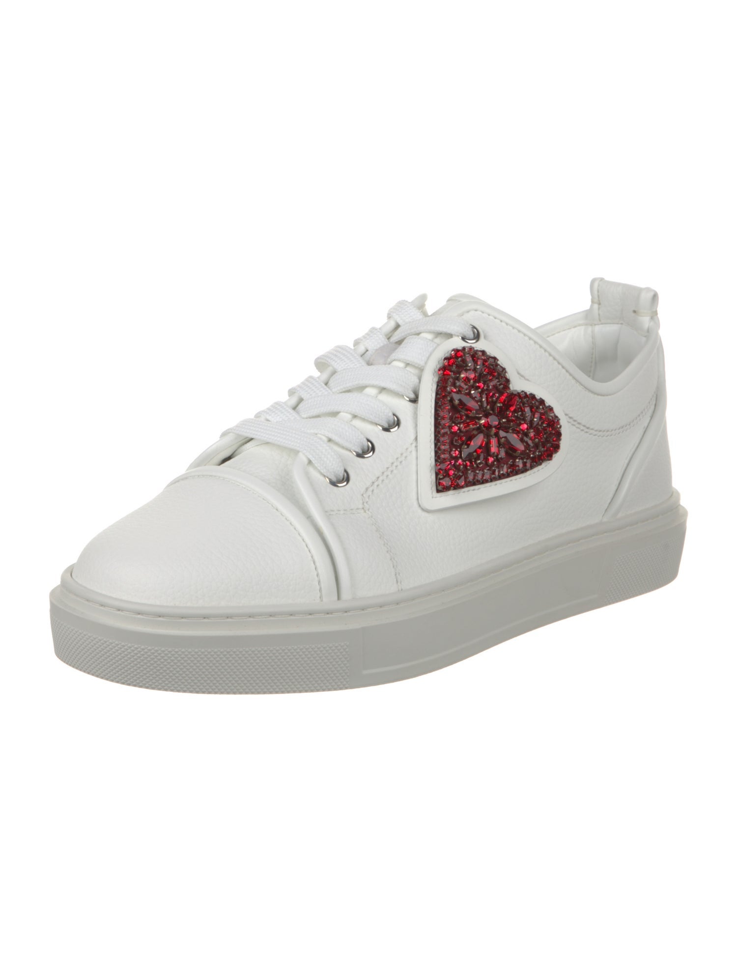 Christian Louboutin Leather Crystal Embellishments Sneakers