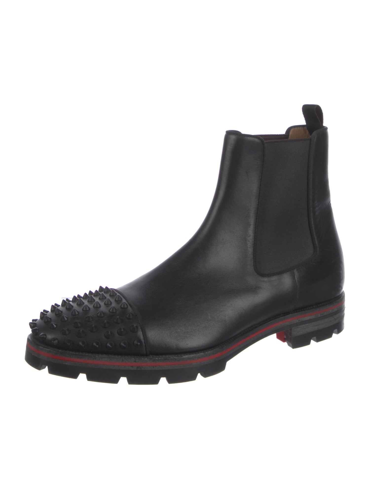 Christian Louboutin Spike Accents Leather Chelsea Boots