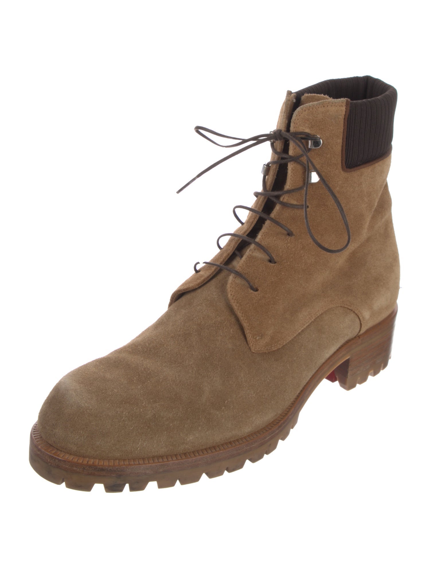 Christian Louboutin Suede Grosgrain Trim Hiking Boots