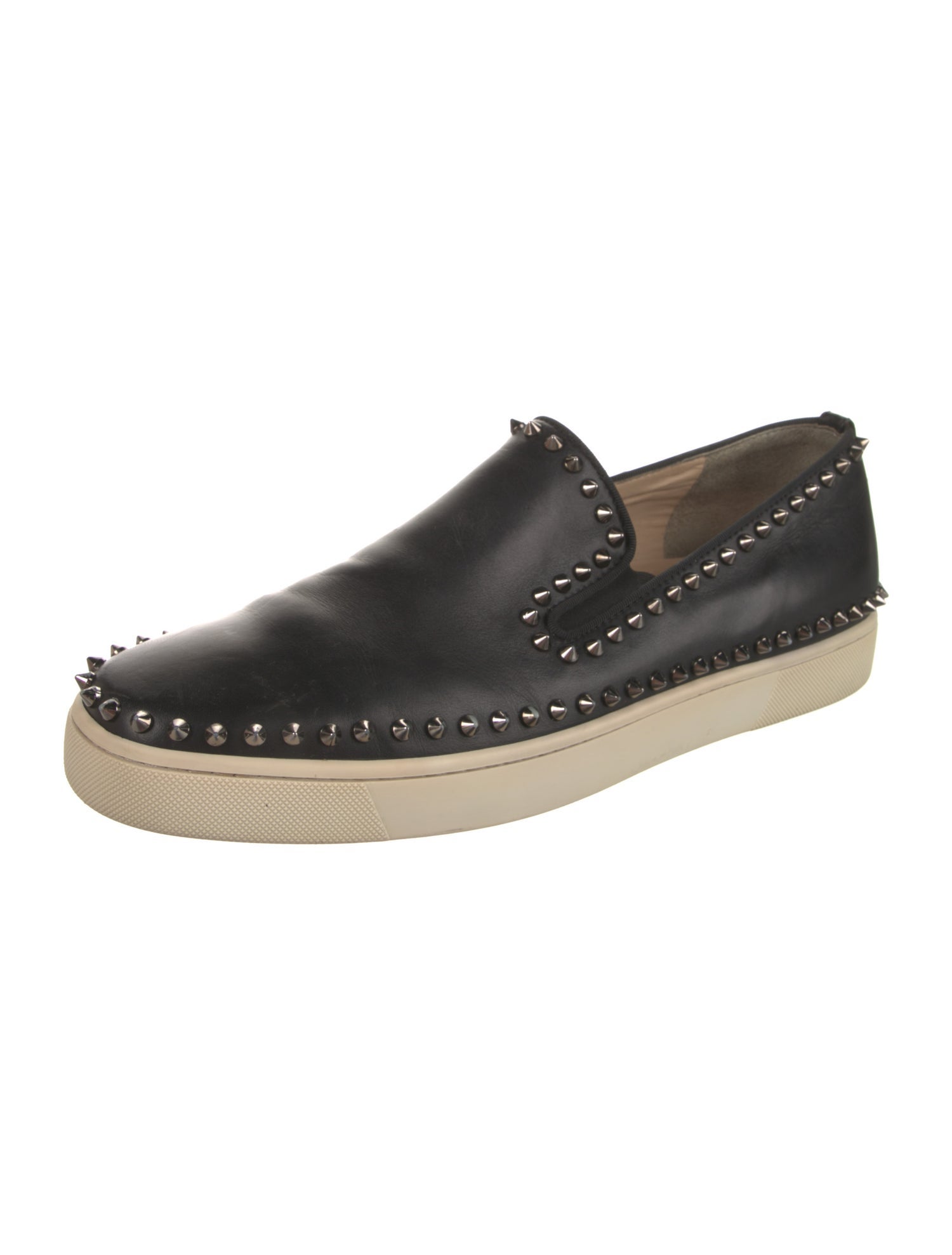 Christian Louboutin Spike Accents Leather Boat Shoes