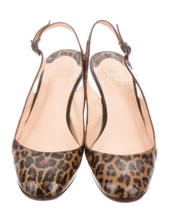Christian Louboutin Leopard Print Slingback Wedges