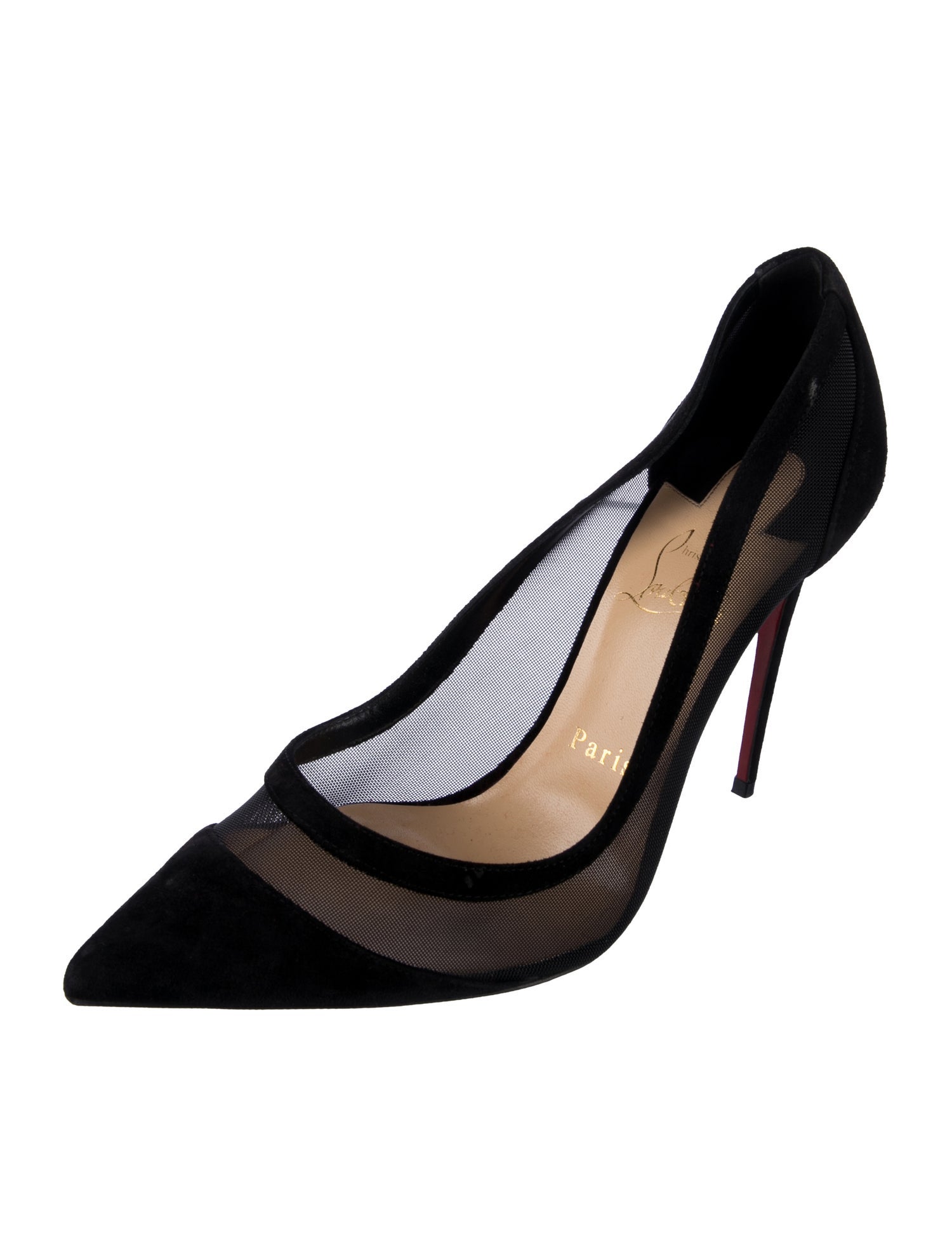 Christian Louboutin Suede Mesh Accents Pumps