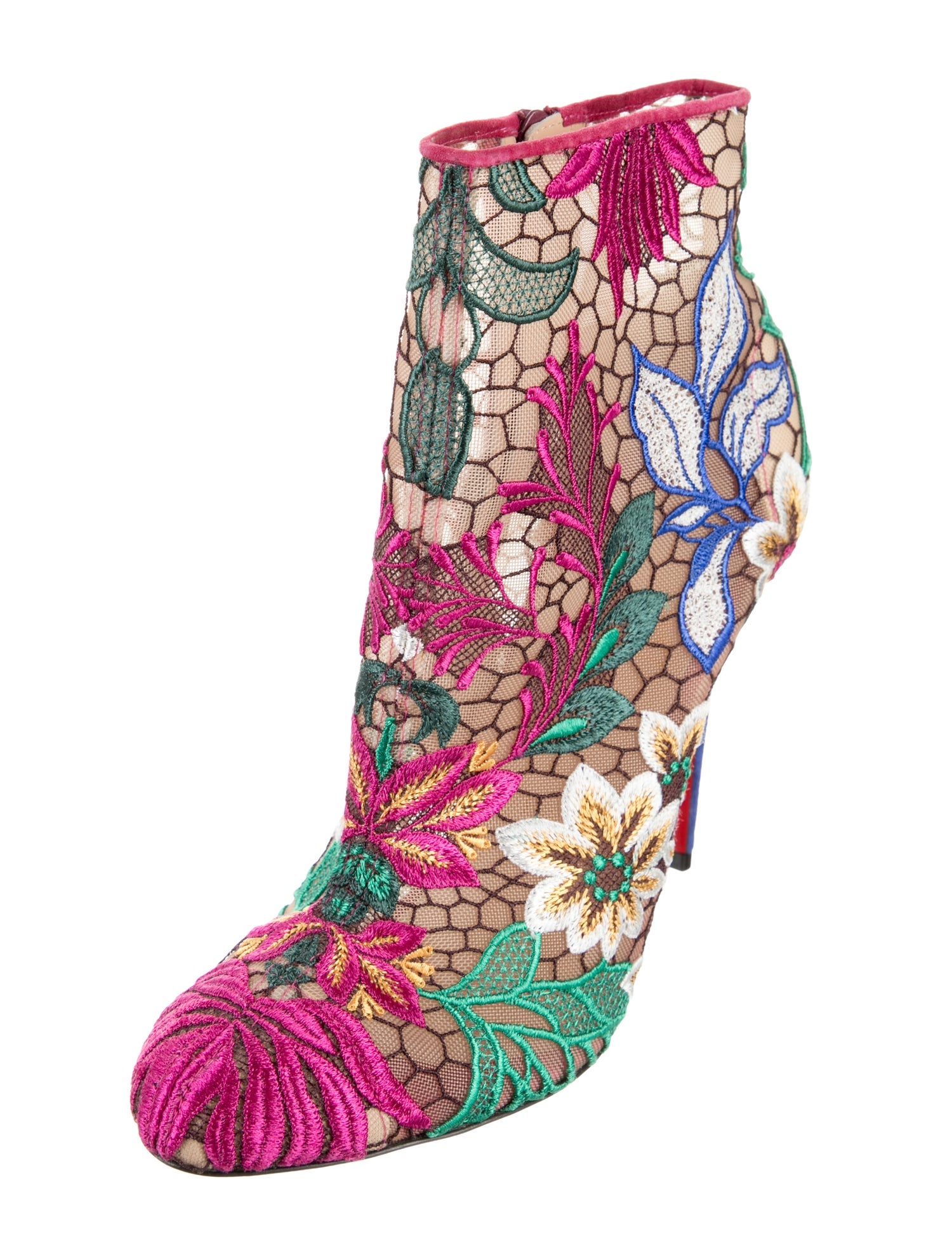 Christian Louboutin Mesh Lace Pattern Boots