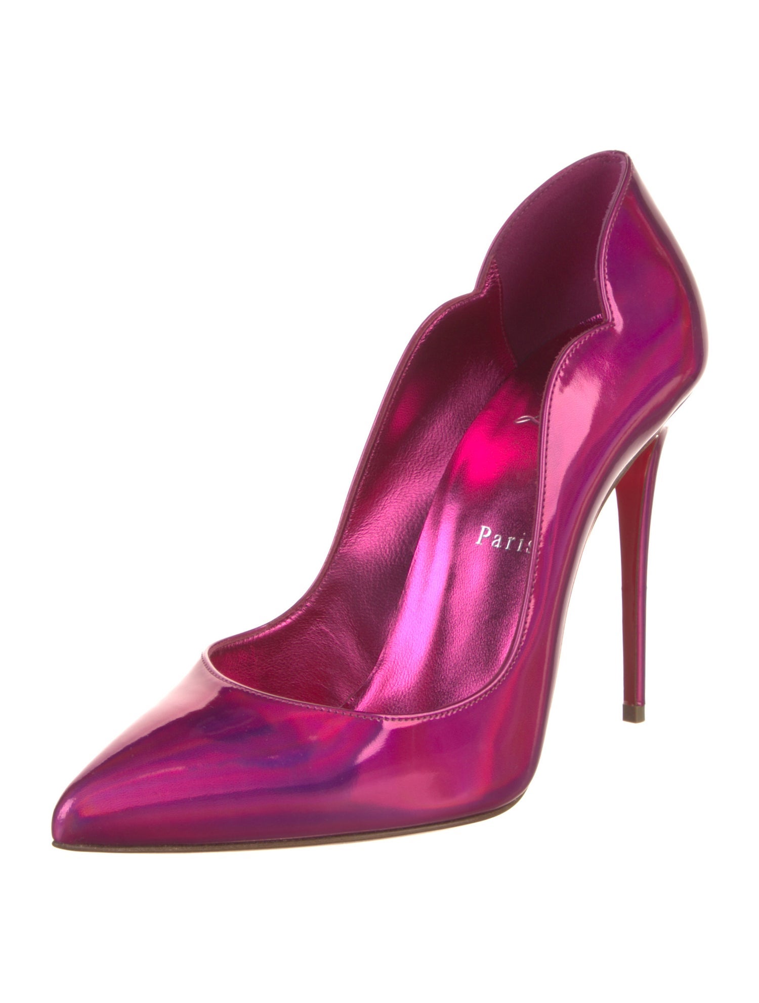 Christian Louboutin Patent Leather Scalloped Accent Pumps