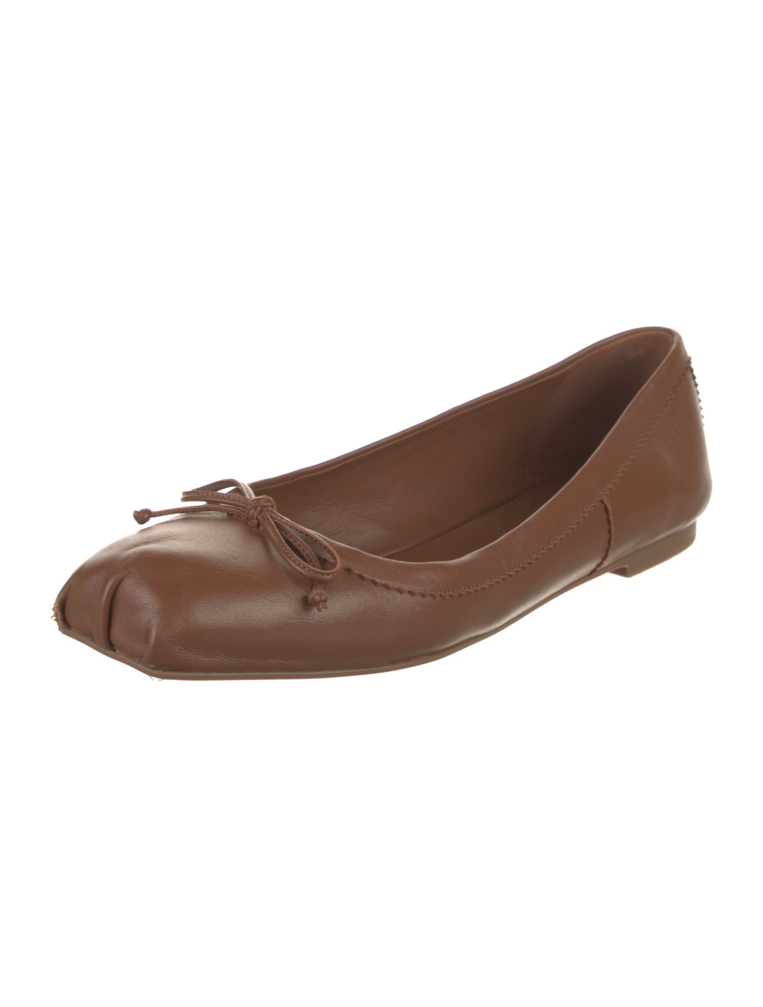 Christian Louboutin Leather Bow Accents Ballet Flats