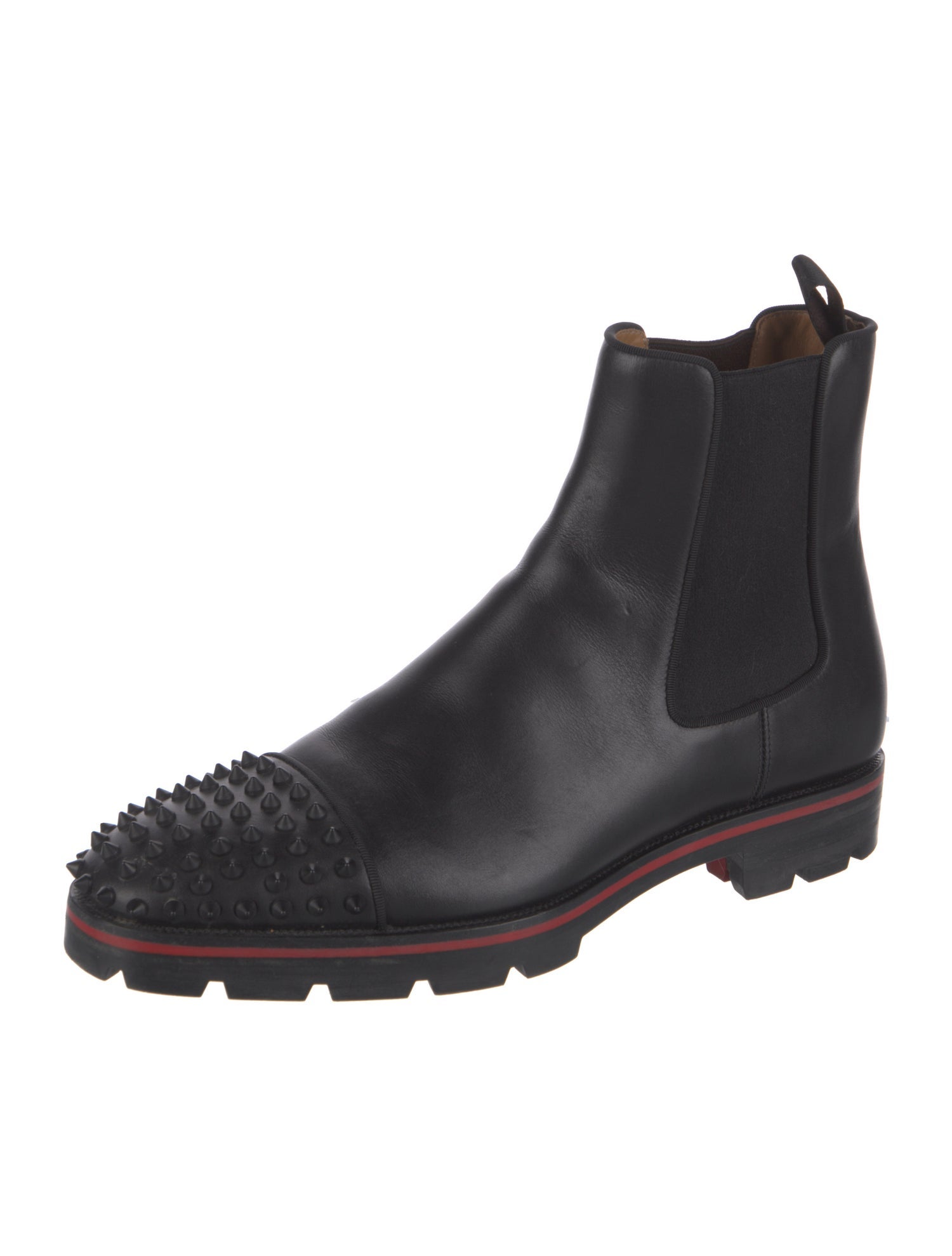 Christian Louboutin Spike Accents Leather Chelsea Boots
