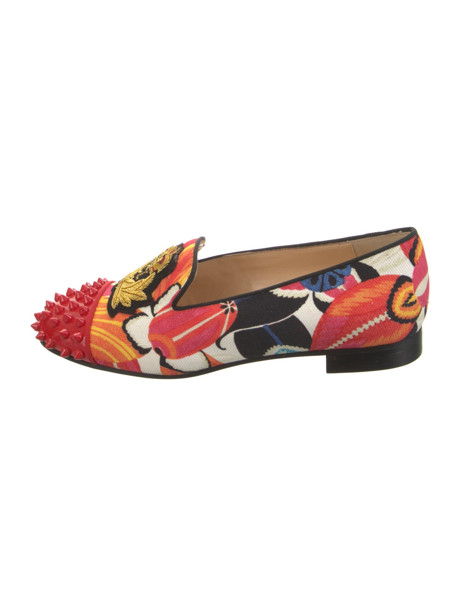 Christian Louboutin Spike Accents Canvas Loafers