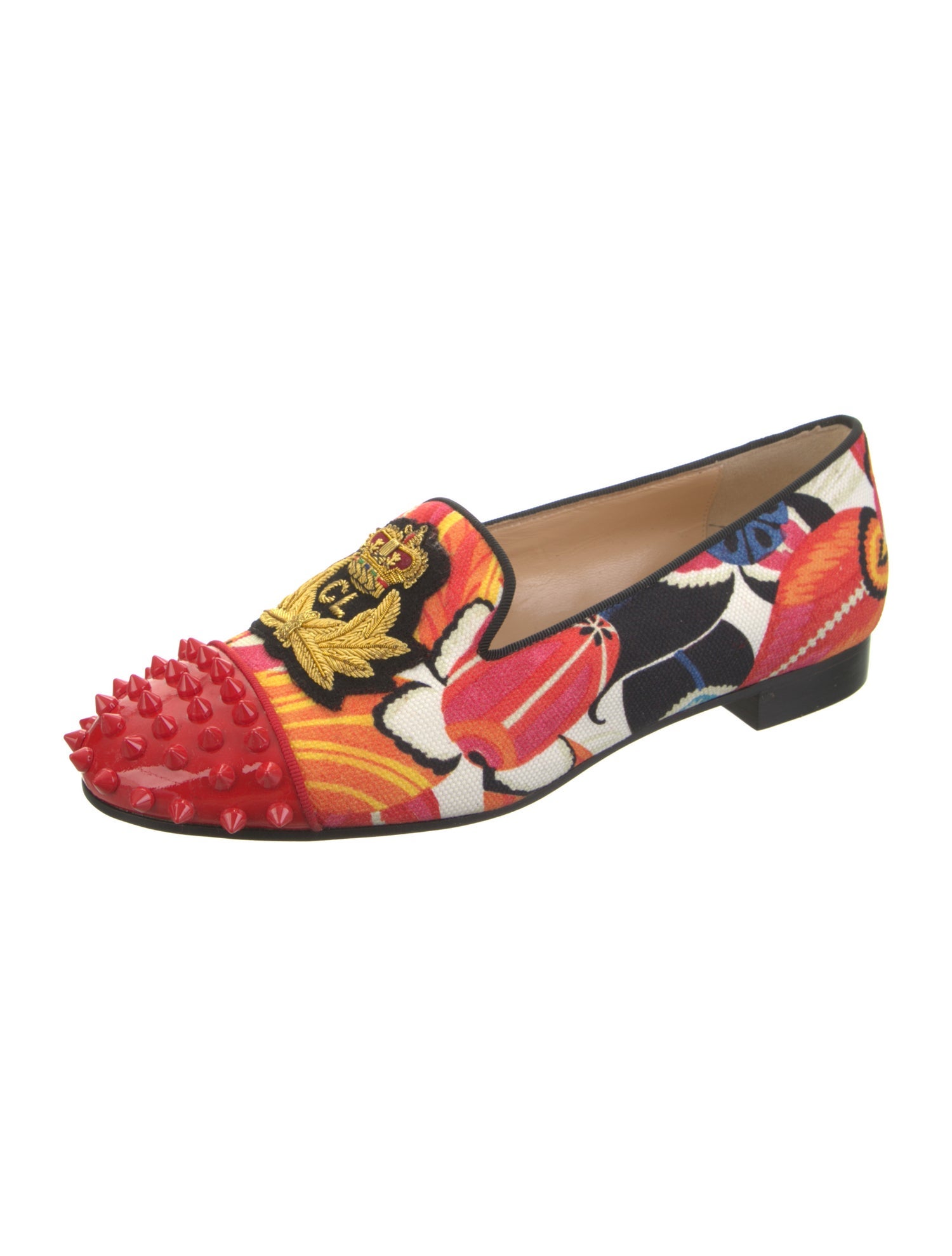 Christian Louboutin Spike Accents Canvas Loafers