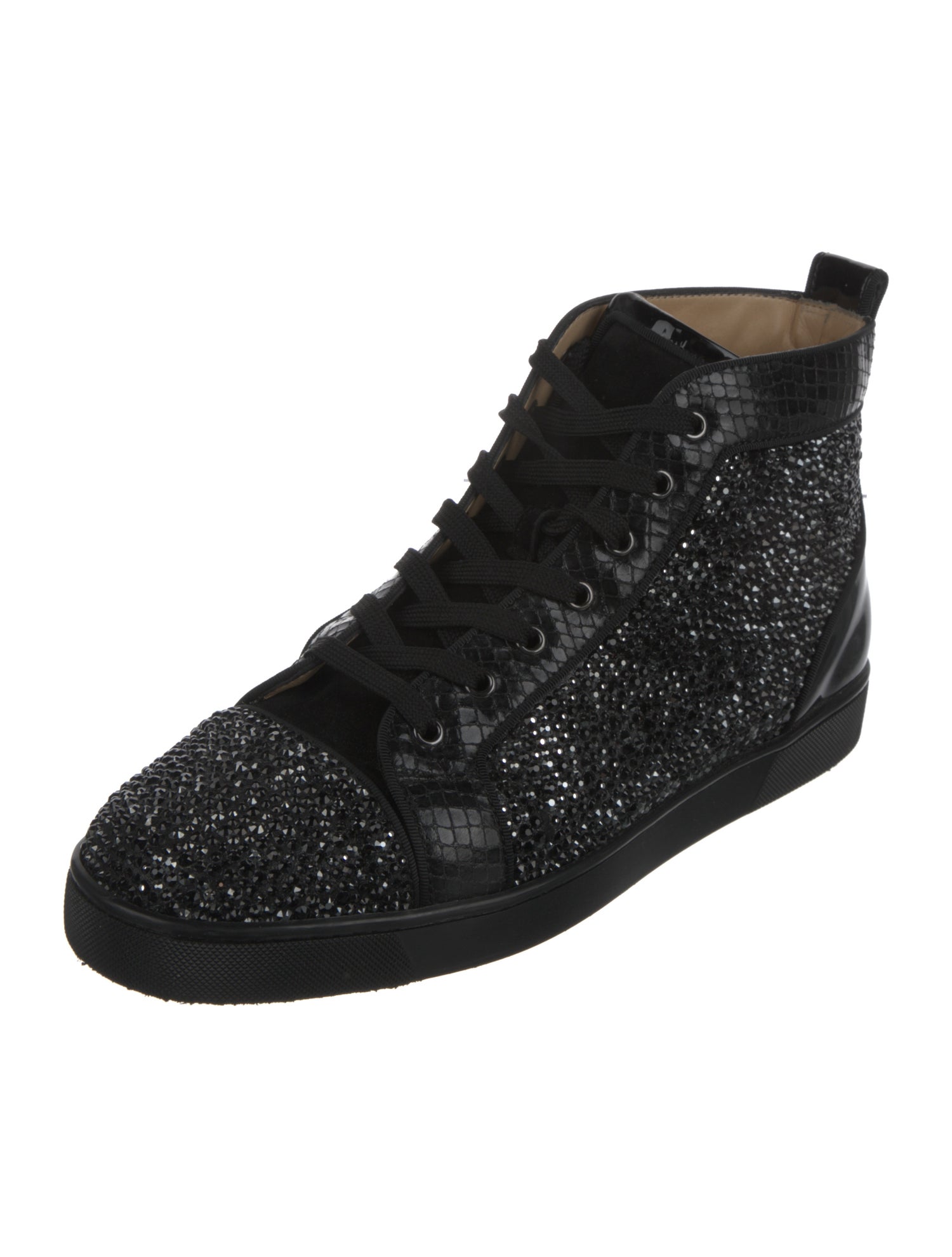 Christian Louboutin Leather Crystal Embellishments Sneakers