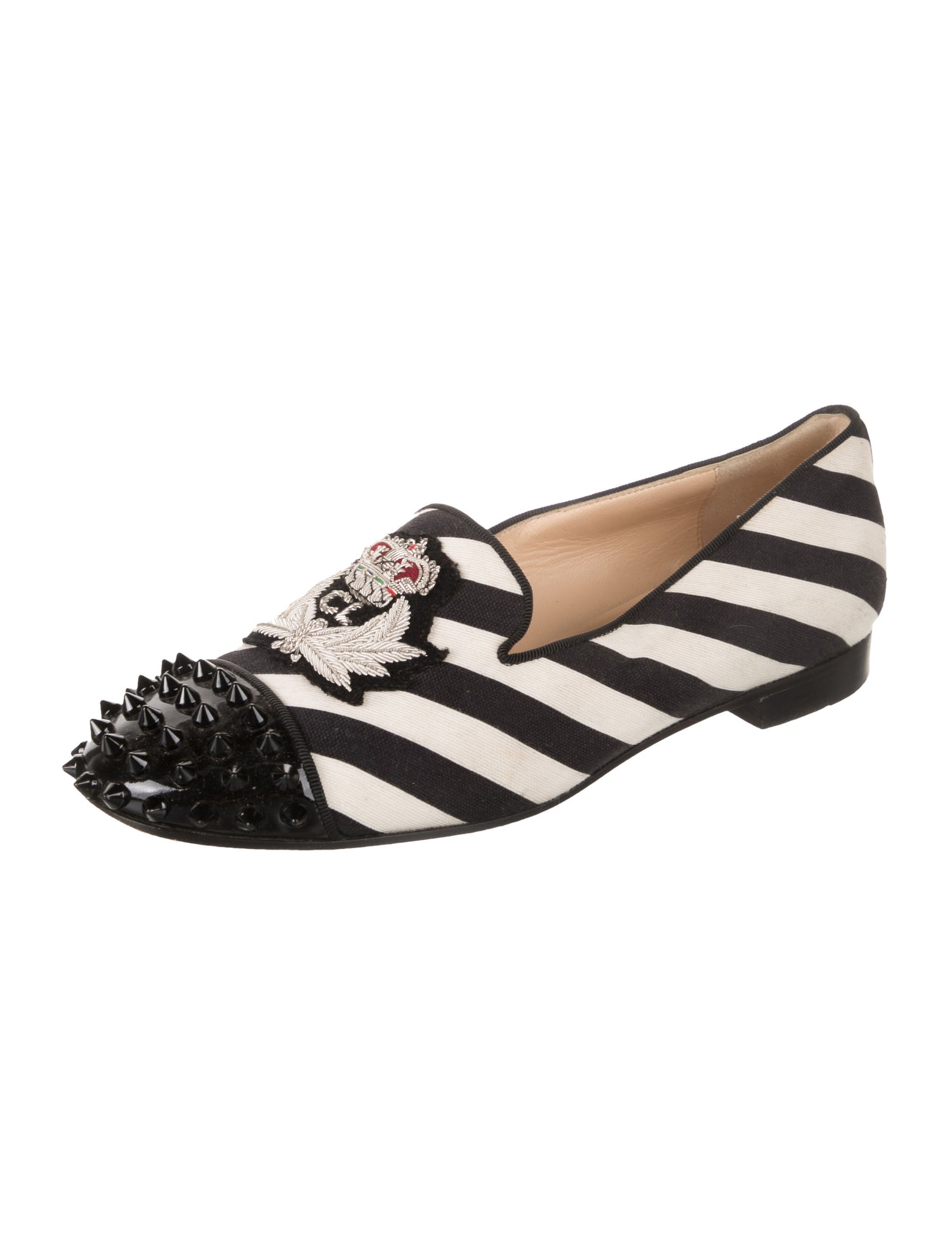 Christian Louboutin Spike Accents Canvas Loafers