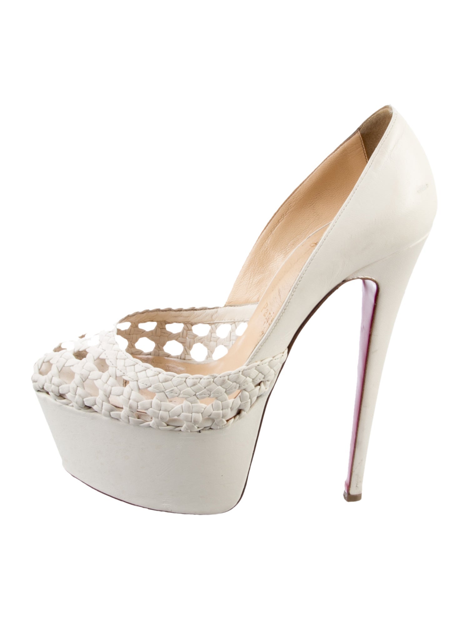 Christian Louboutin Leather Lace Pattern Pumps