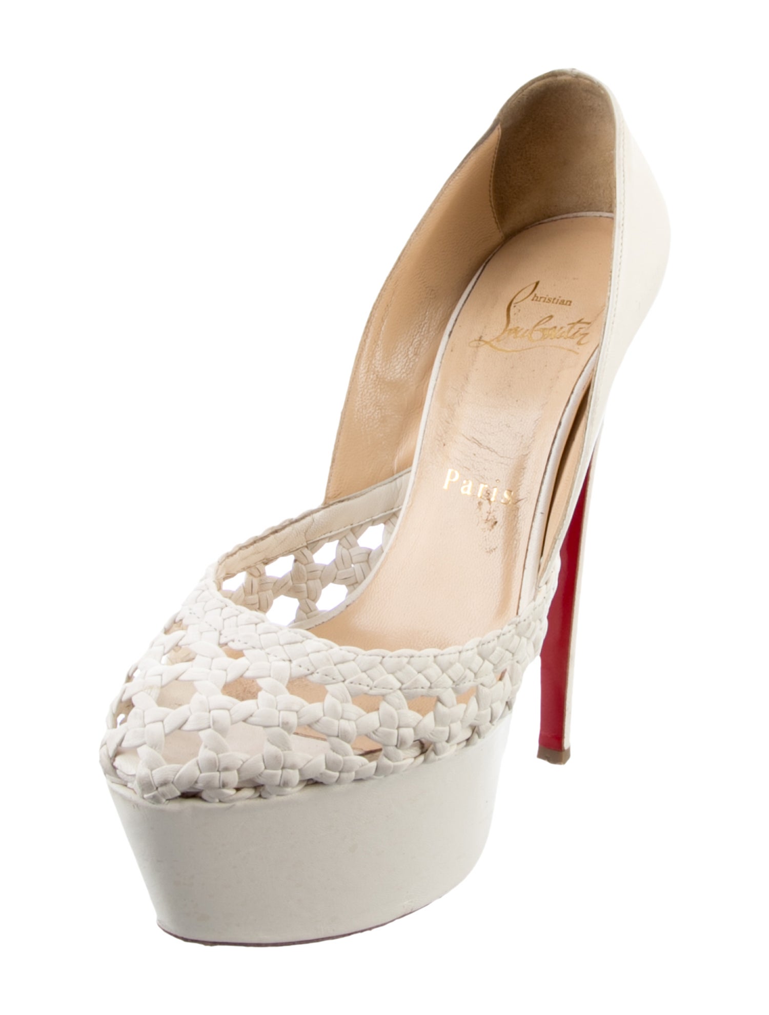 Christian Louboutin Leather Lace Pattern Pumps