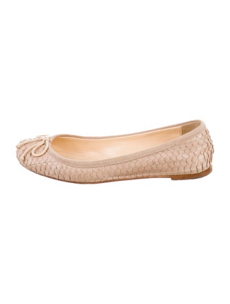 Christian Louboutin Python Square-Toe Ballet Flats