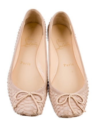 Christian Louboutin Python Square-Toe Ballet Flats
