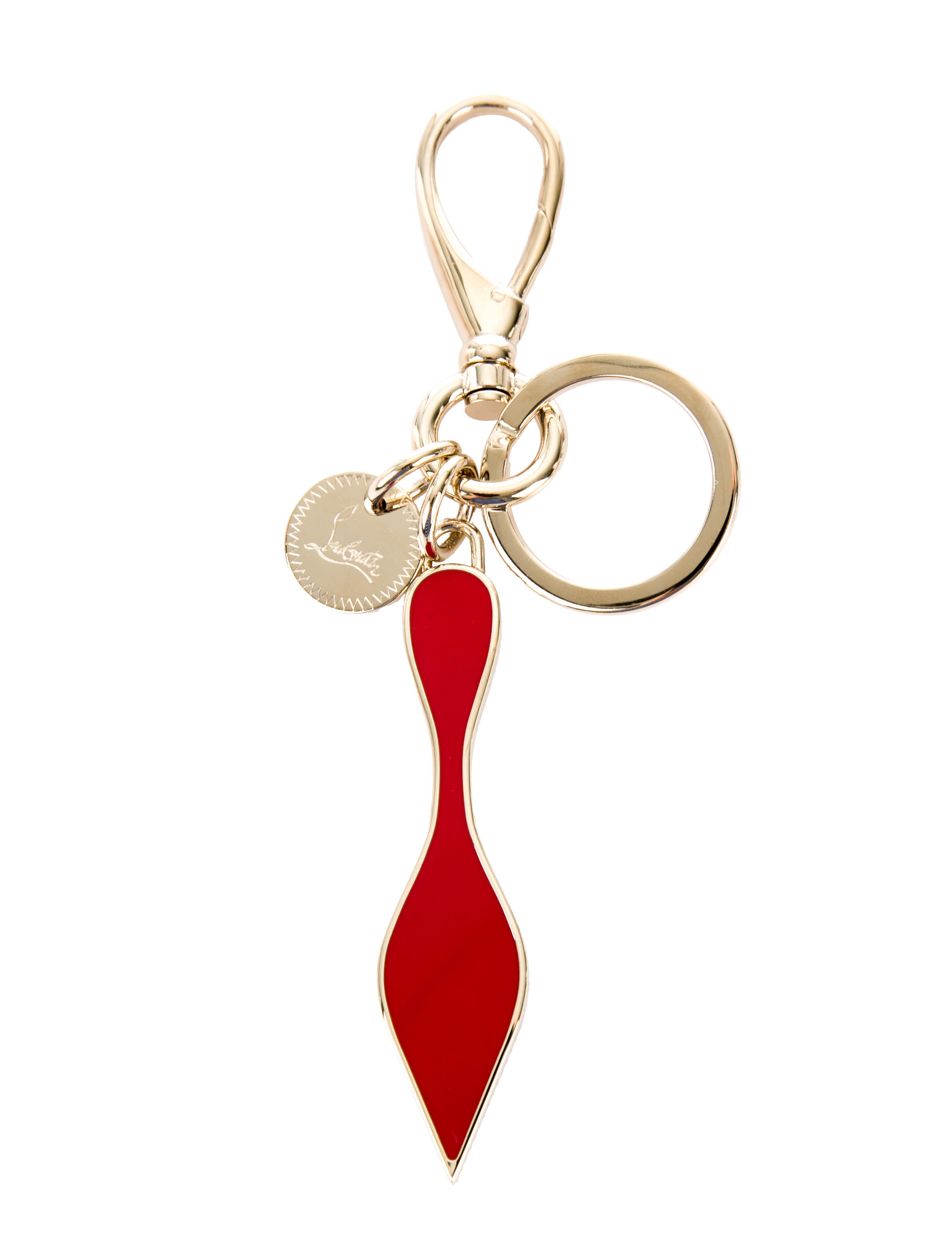 Christian Louboutin Gold-Tone Red Sole Keychain w/ Tags