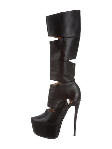 Christian Louboutin Leather Platform Knee-High Boots
