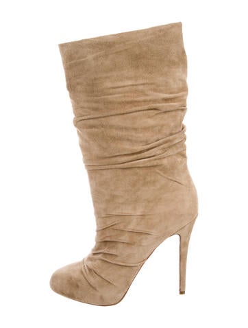 Christian Louboutin Suede Ruched Ankle Boots
