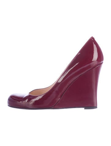 Christian Louboutin Round-Toe Patent Leather Wedges