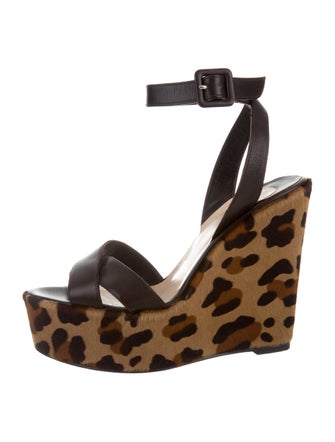 Christian Louboutin Crossover Leopard Print Wedges