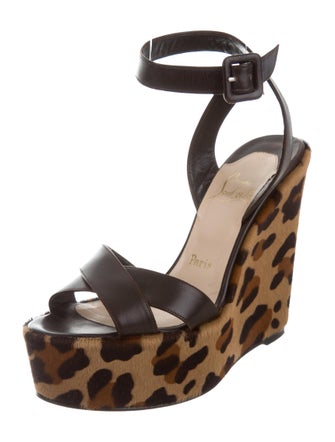 Christian Louboutin Crossover Leopard Print Wedges