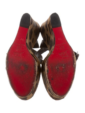 Christian Louboutin Crossover Leopard Print Wedges