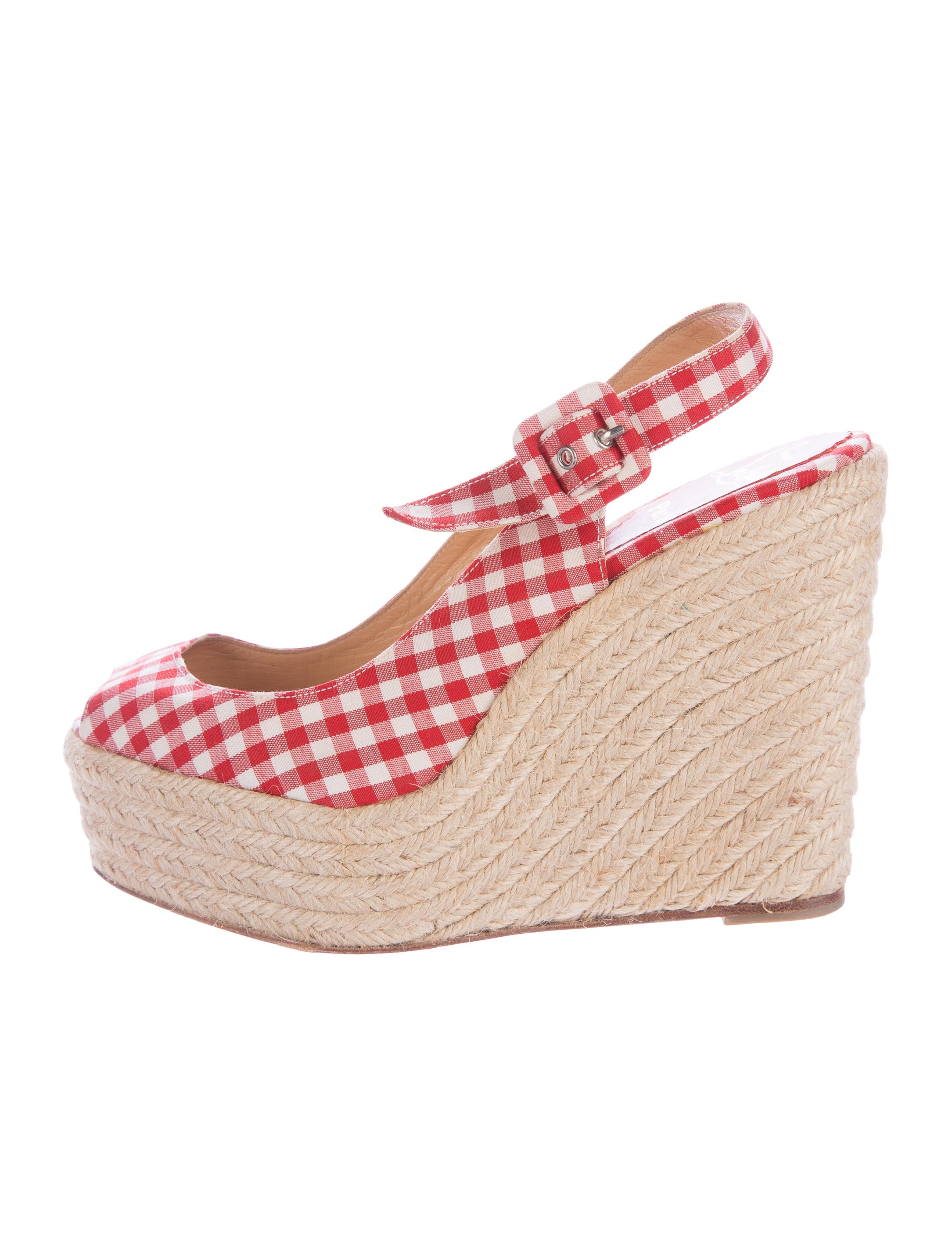 Christian Louboutin Gingham Espadrille Wedges
