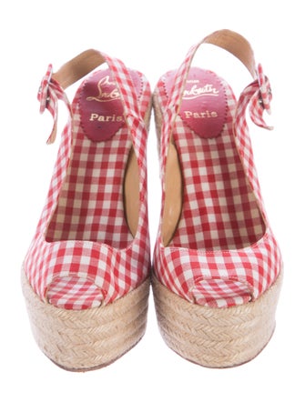 Christian Louboutin Gingham Espadrille Wedges