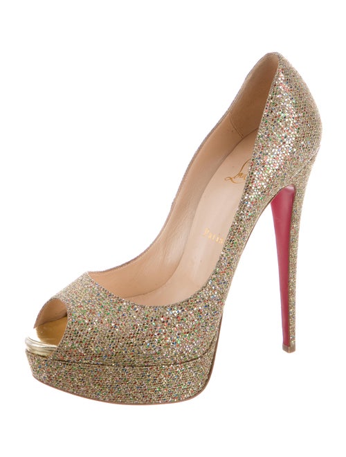 Christian Louboutin Lady Peep Glitter Pumps
