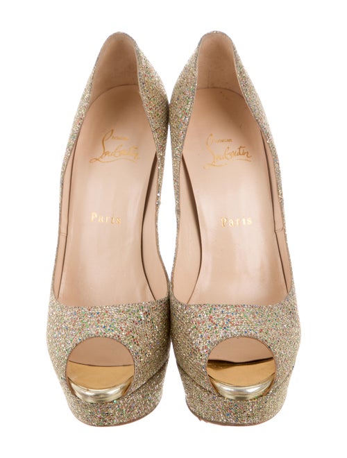 Christian Louboutin Lady Peep Glitter Pumps
