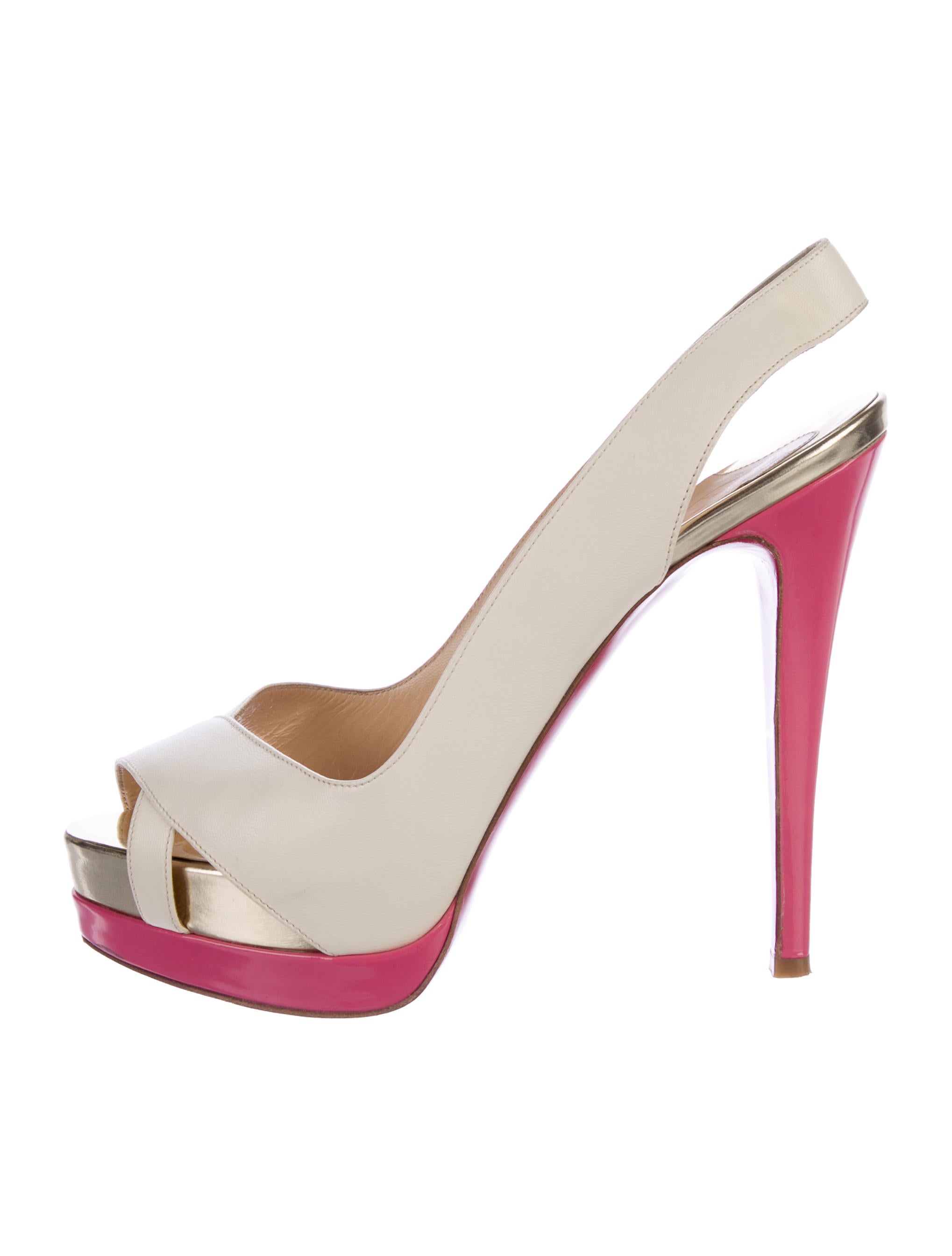 Christian Louboutin Leather Slingback Pumps Shoes CHT76742 The