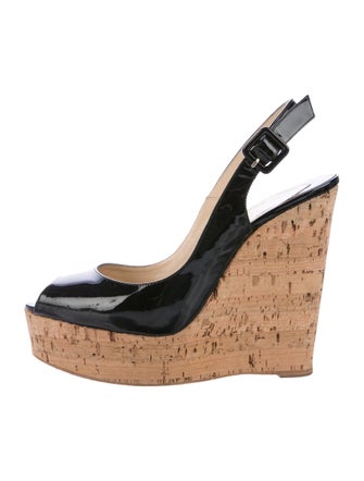 Christian Louboutin Slingback Platform Wedge Pumps