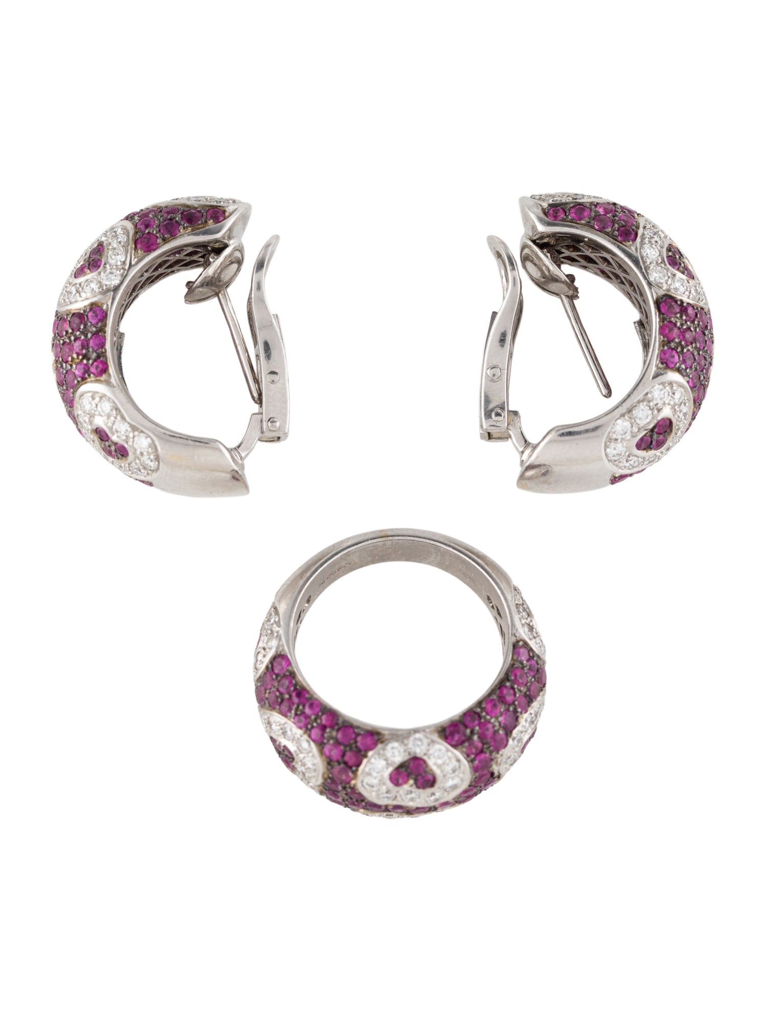 Chatila 18K Ruby & Diamond Earring & Ring Set