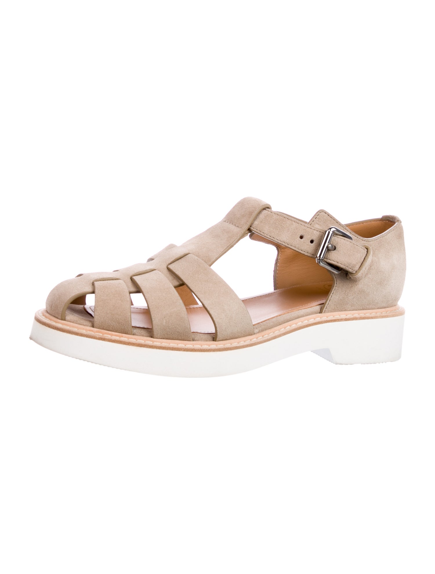 Church's Leather Colorblock Pattern T-Strap Sandals
