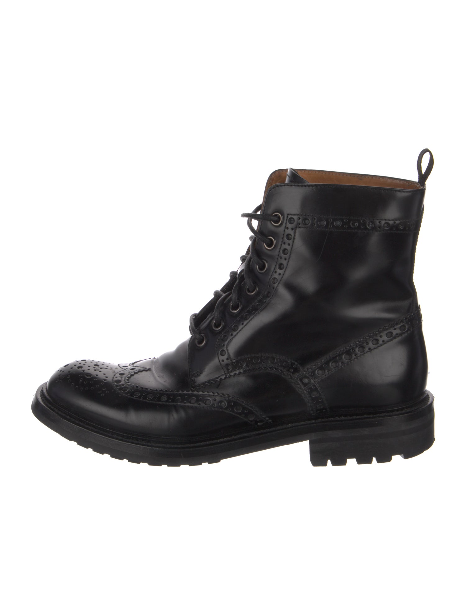 Church's Patent Leather Whipstitch Trim Combat Boots