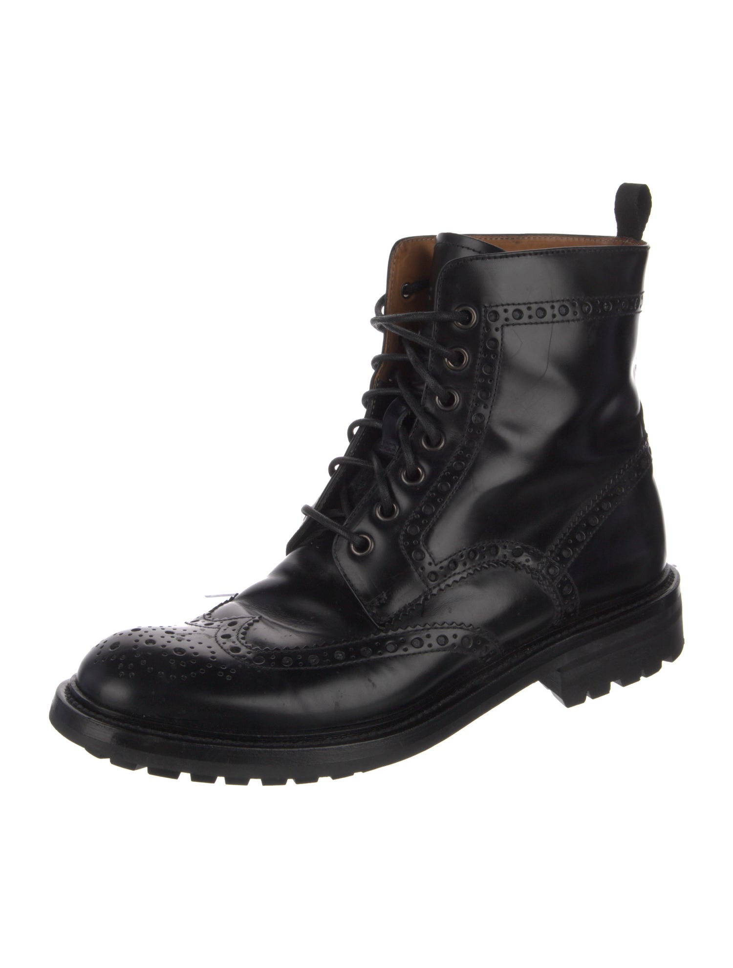 Church's Patent Leather Whipstitch Trim Combat Boots