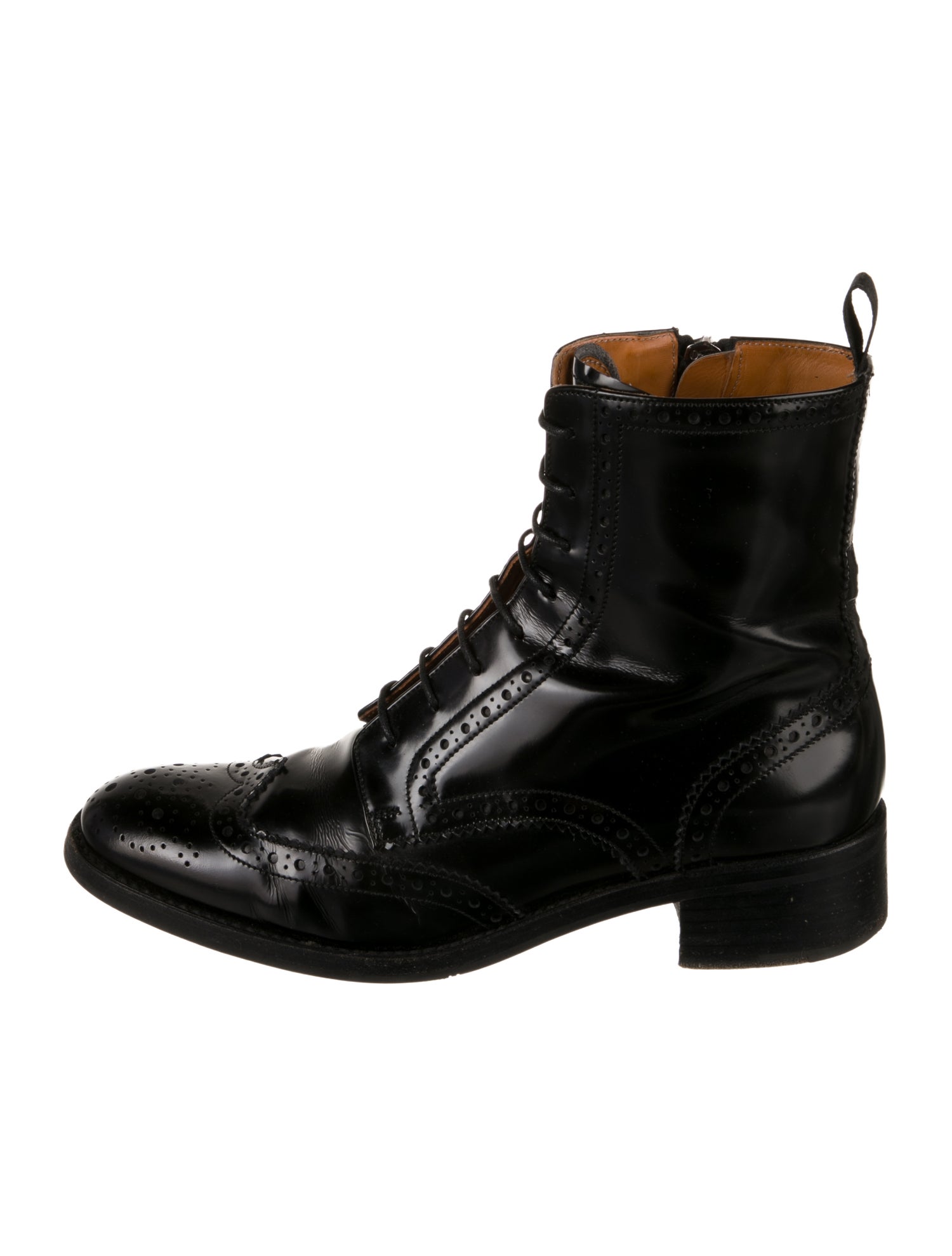 Church's Patent Leather Lasercut Accents Combat Boots