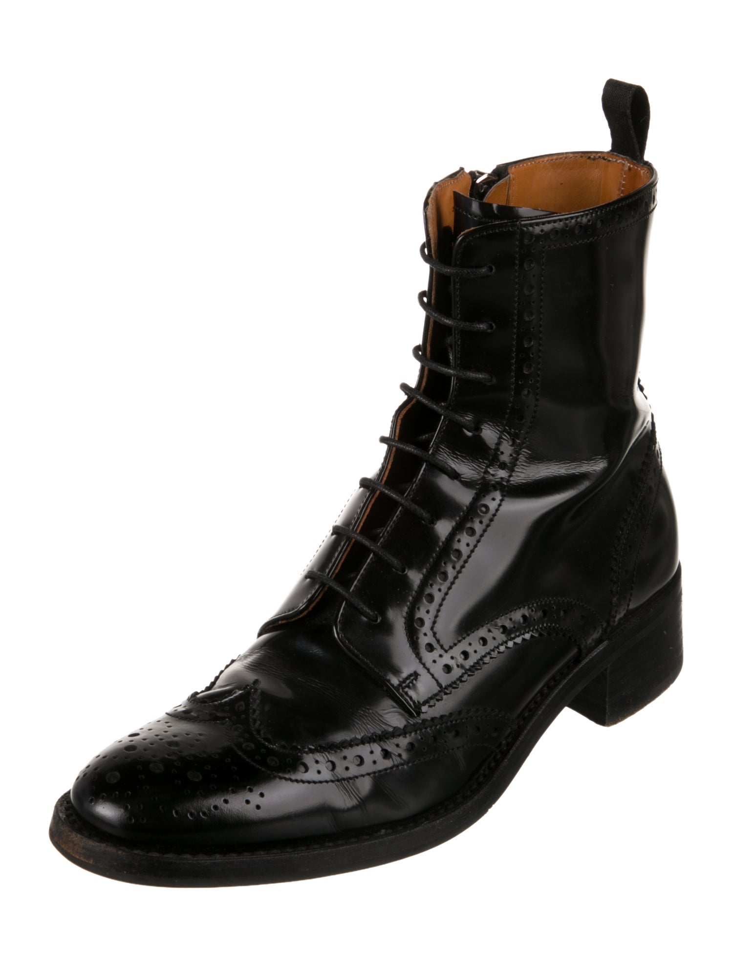 Church's Patent Leather Lasercut Accents Combat Boots